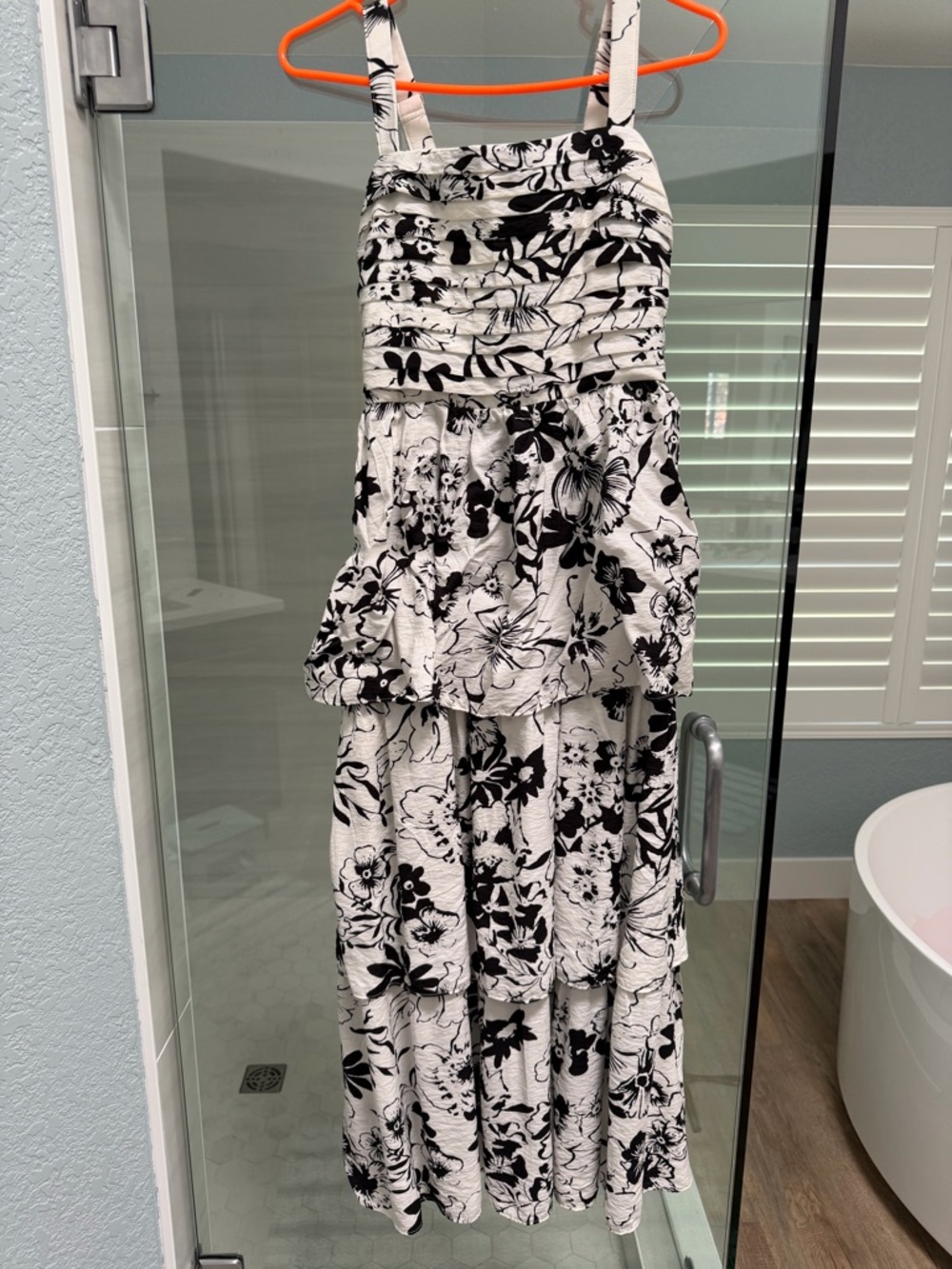 Abercrombie & Fitch Black and White Floral Midi Dress